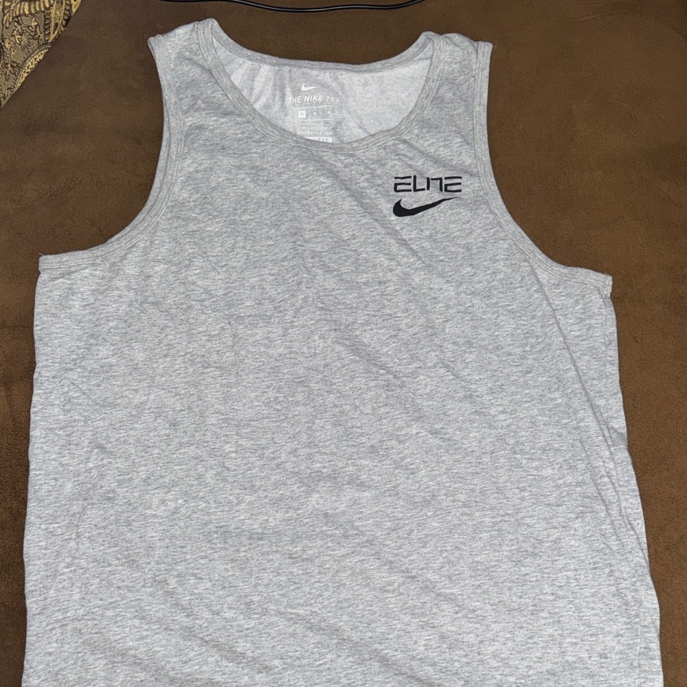 Nike Gray Athletic Tank Top with Black Swoosh